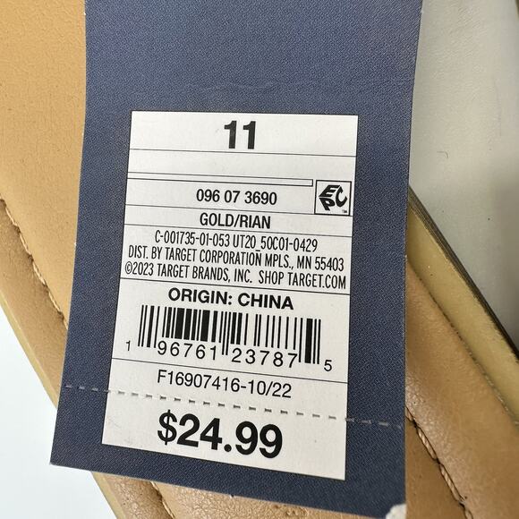 Universal Thread Womens Rian Slide Sandals Gold Summer Beach Comfort Sze 11 - Picture 7 of 16